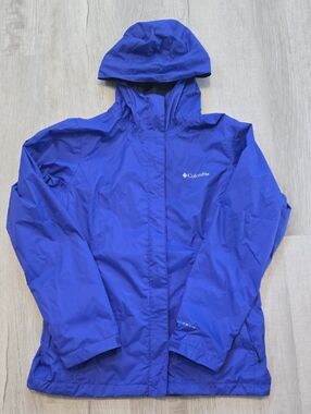 Columbia Blue Hooded Rain Shell Jacket